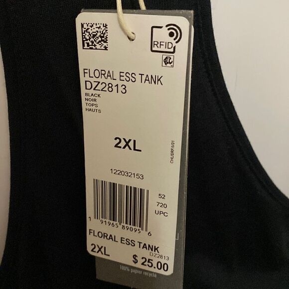 NWT Adidas Floral Ess Black Tank - Size 2XL - Picture 7 of 8